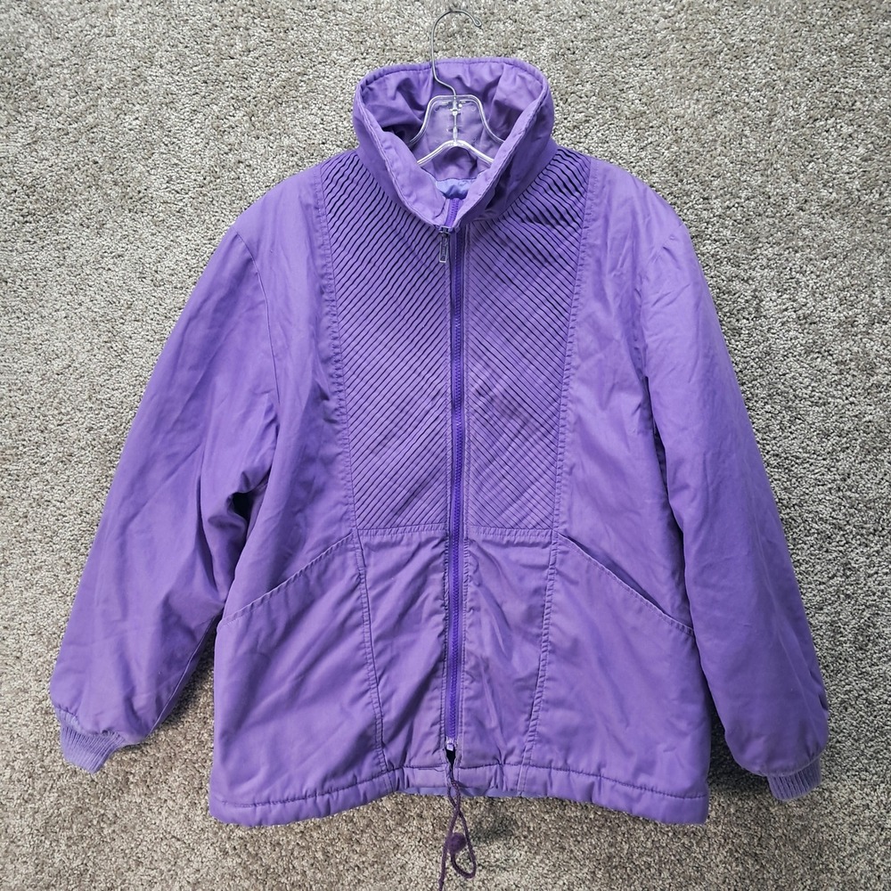 Vintage Weather Tamer Purple Pleated‎ Zip Up Jacket Made in USA Womens 13/14
